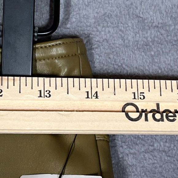 Halogen Womens Pants 4 Olive Vegan Faux Leather Mid-Rise Straight Leg Ankle NEW - Picture 6 of 9